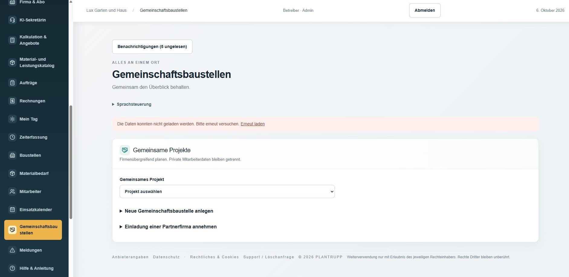 Plantrupp Software – Gemeinschaftsbaustellen